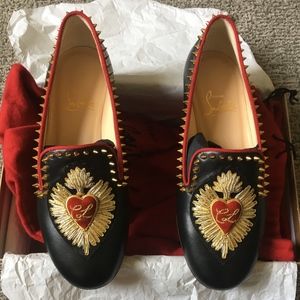New Authentic CHRISTIAN LOUBOUTIN Mi Corazon Smoking Flat